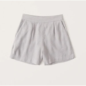 ABERCROMBIE & FITCH Women's Maeve / Gray Linen-Blend Pull-On High Rise Shorts